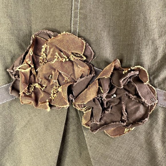 Neesh by Dar Anthropologie Skirt Womens S Green Floral Applique Beads Bohemian - Picture 7 of 7